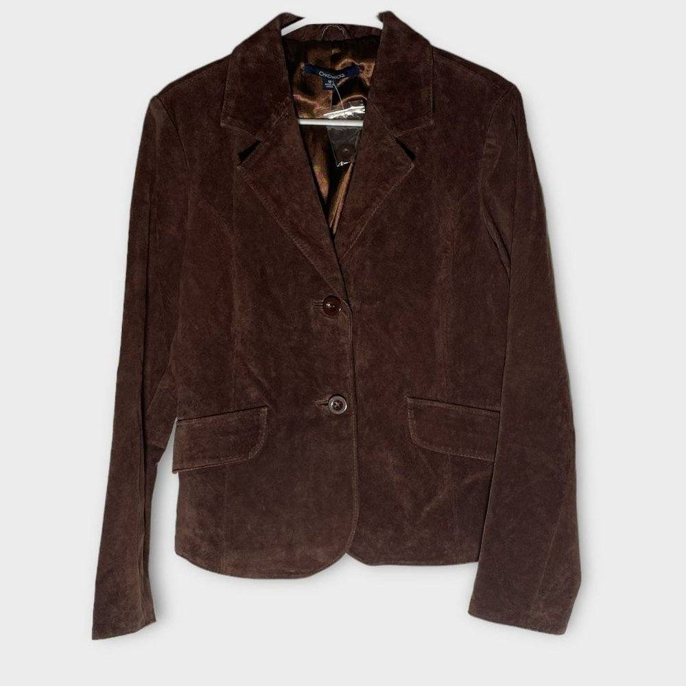 Chadwicks Vintage Suede Leather Blazer Jacket Brown Size 10 NWOT